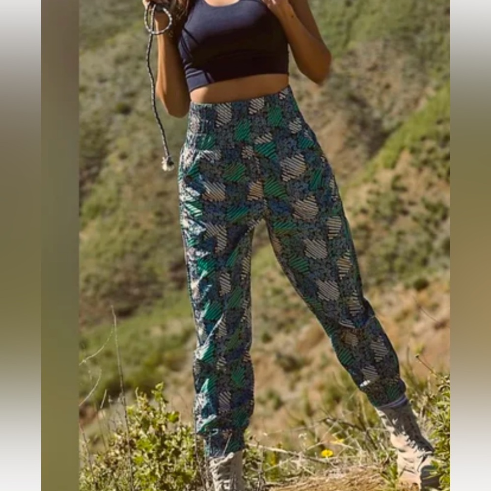 FP Movement Green and Blue Track Pants with Tapered Ankle